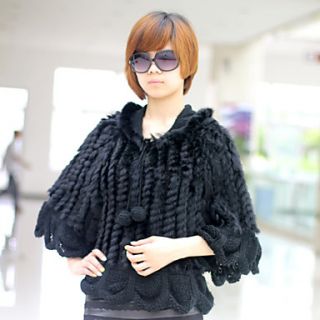 3/4 Sleeve Hooded Collar Evening/ Office Rabbit Fur Jacket (More Colors)