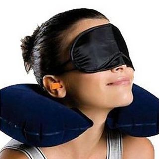 U shaped Inflatable Pillow, Eyeshade and Earbud Set