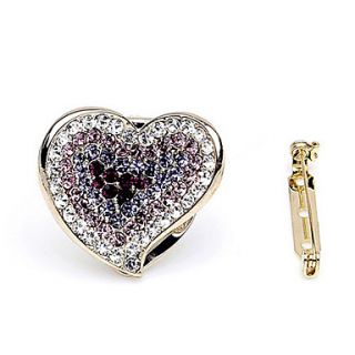 Gorgeous Alloy With Purple Rhinestones Heart Brooch