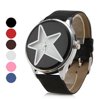 Womens Star Style PU Leather Analog Quartz Wrist Watch (Assorted Colors)