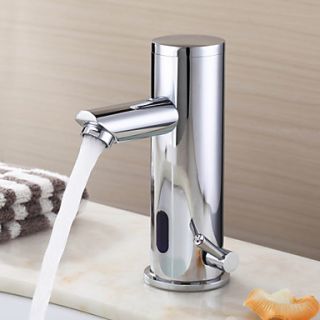 Contemporary Chrome Finish Brass Bathroom Sink Faucet with Automatic Sensor (Hot and Cold)