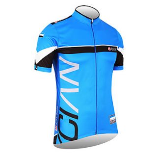 LYCIAN Mens 100% Polyester Short Sleeve Cycling Jersey(Blue)