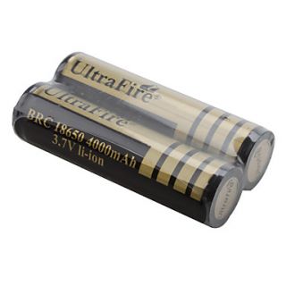 UltraFire BRC 18650 3.7V 4000mAh Rechargeable Li ion Batteries (2 Pack, Gold)