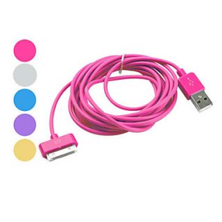Colorful USB Cable for iPhone, iPad iPod (Assorted Color,Apple 30 pin, 300cm)