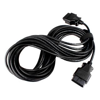 OBD2 16 Pin Male to Female Connector Cable, Black, 10M Cable Length