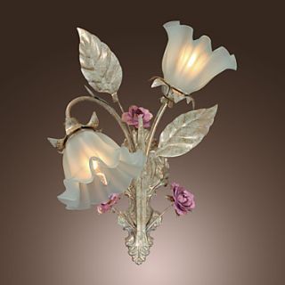 Country Style Wall Light with 2 Lights Floral Design