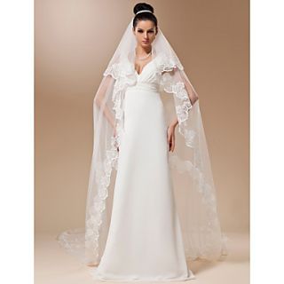 One tier Tulle With Applique Cathedral Veil (More Colors)