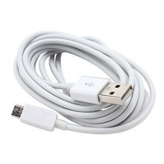 USB Sync and Charge Cable for Samsung Galaxy S3 I9300 and Others Cellphones (White, 200cm Length)