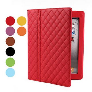 Folding Rhombus PU Leather Case with Stand for iPad 2/3/4 (Assorted Colors)