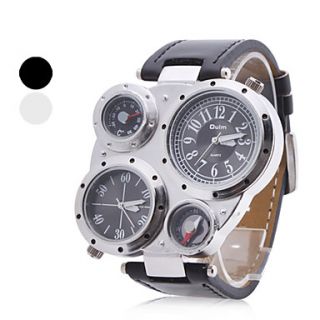 Unisex Multi Movement Compass Thermometer PU Band Quartz Analog Wrist Watch (Assorted Colors)