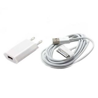 USB AC Power Charger Adapter with 200cm USB Cable for iPhone and iPod (100~240V, EU Plug)