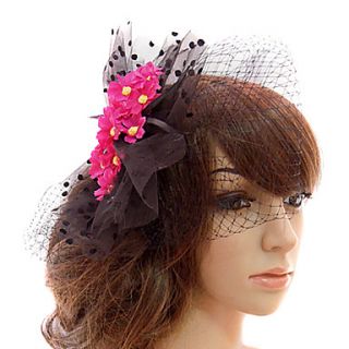 Red And Black Tulle Wedding Bridal Flowers Headpiece