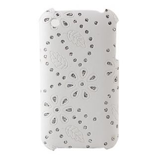 Flowers Pattern Diamond Hard Case for iPhone 3G and 3GS (white)