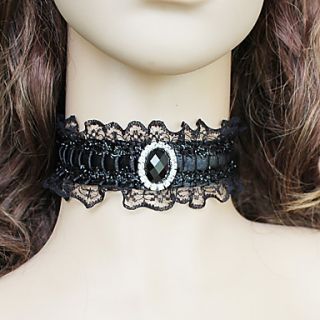 Handmade Gorgerous Black Lace Obsidian Gothic Lolita Necklace