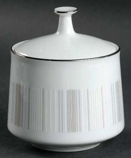 Noritake Isabella Sugar Bowl & Lid, Fine China Dinnerware   Lines On Border, Cou