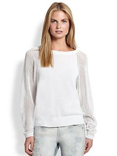 Ralph Lauren Black Label Mesh Sleeve Sweater   White