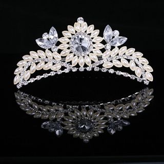 Gorgeous Imitation Pearl And Cubic Zirconia In Alloy Tiara