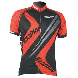 Kooplus Mens 100% Polyester Short Sleeve Cycling Jersey (Black and Red)