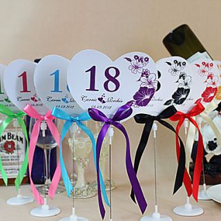Rose Heart Shape Table Number Cards With Holders   Set Of 10(More Colors)