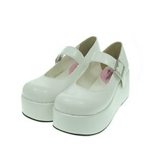 White PU Leather 7cm Wedge Classic Lolita Shoes