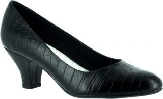 Womens Easy Street Fabulous   Black Croco Mid Heel Shoes