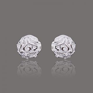 Gorgeous Silver Plate Rose Stud Earring