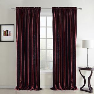 (One Pair) Classic Velvet Solid Lined Curtain