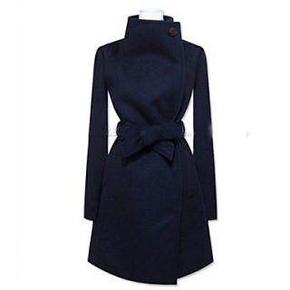 Lady Fashion Wide Lapel Woolen Coat
