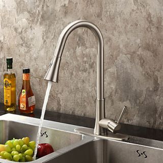 Contemporary Nickel Brushed Finish Single Handle Pull Out Kitchen Faucet