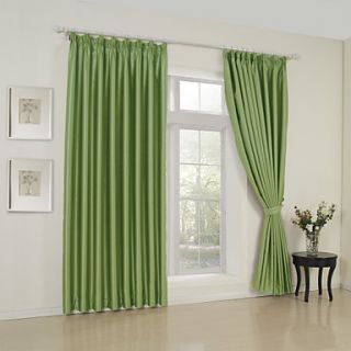 (One Pair) Classic Solid Green Room Darkening Curtain
