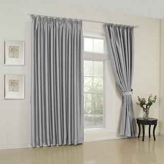 (One Pair) Classic Solid Grey Room Darkening Curtain