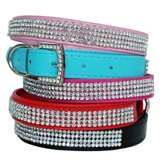 Adjustable Fully Rhinestone Decorated Style Leather Dog Collar (Assorted Color,XS L)
