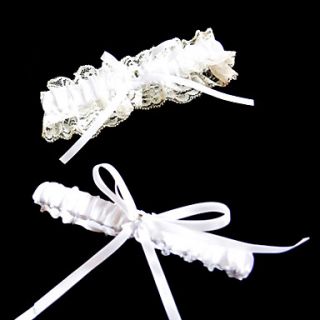 2 Piece Lace/Polyester With Rhinestone/Ribbons Wedding Garters