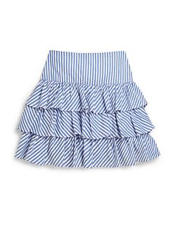 Ralph Lauren Girls Striped Ruffle Skirt   Blue White