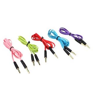 3.5mm Male to Male Audio Connection Flat Cable (100cm Length, Assorted Color)