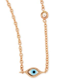 14k Rose Gold Evil Eye Necklace with Single Diamond   Sydney Evan
