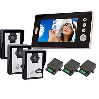 2.4GHz Wireless 7 LCD Monitor Home Security Video Door Phone and Intercom System(3 Camera)