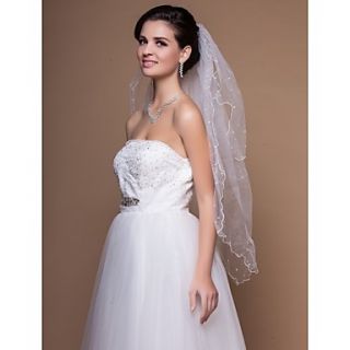 Two tier Elbow Wedding Veils With Finished Edge (More Colors)