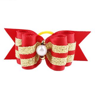 Golden Ribbon Style Tiny Rubber Band Hair Bow for Dogs Cats