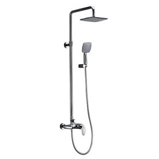 Contemporary Chrome Finish Single Handle Shower Faucet With Rainfall Shower Head And Hand Shower