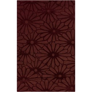 Hand crafted Scarlet Daisies Red Floral Wool Rug (8 X 11)