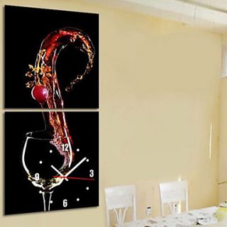 Modern Style Wine Theme Wall Clock in Canvas 2pcs