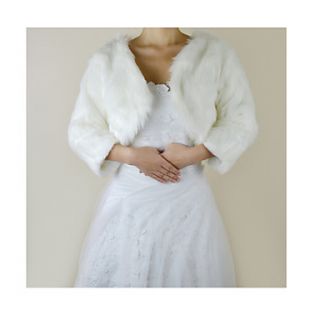 Nice 3/4 Length Sleeve Faux Fur Evening/Wedding Jacket/Wrap