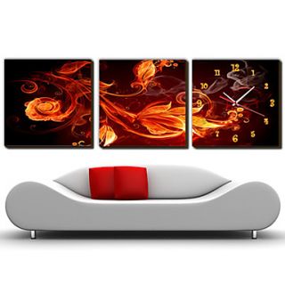 Modern Style Floral Scenic Canvas Wall Clock 3pcs K181
