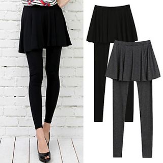 Womens Pleated Fake Two Piece Skirt/Slim Cropped Legging
