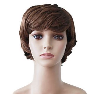 Capless Short Brown Wavy High Quality Synthetic Japanese Kanekalon Fashionable Parties Wigs