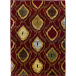 Ikat Passion Red Abstract Area Rug (55 X 78)