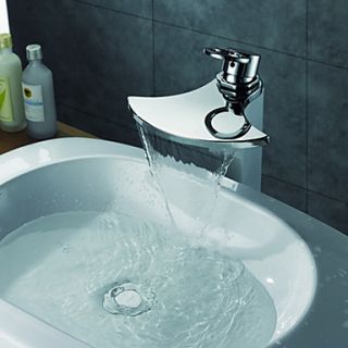 Chrome Finish Single Handle Waterfall Bathroom Sink Faucet
