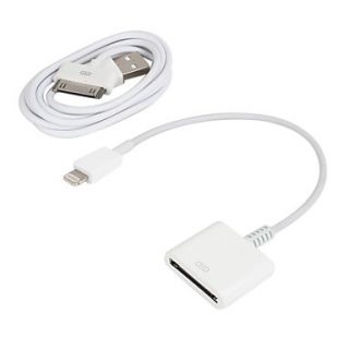 30 Pin Female to Apple 8 Pin Adapter with 1M Cable for iPhone 5, iPad Mini and iPod Touch 5