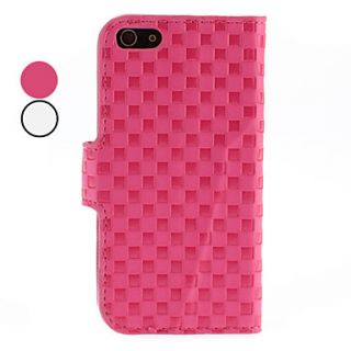 Lattice Pattern PU Leather Case with Stand and Card Slot for iPhone 5/5S (Assorted Colors)